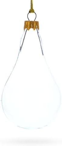 Set of 6 Clear Glass Waterdrop Finial Christmas Ornaments 1