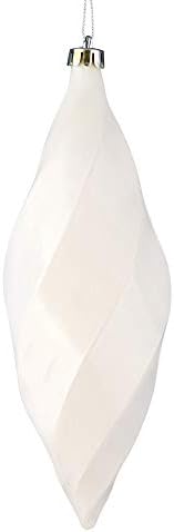 Vickerman 8 Inch Shiny Swirl Finial Ornament 6 Pack White