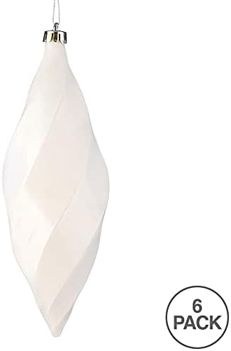 Vickerman 8 Inch Shiny Swirl Finial Ornament 6 Pack White