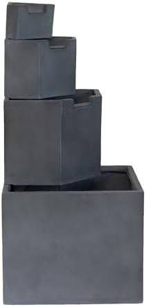 Four-Tier Gray Cement Block Water Fountain 41 Inches Tall