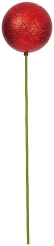 Vickerman 4 Inch Red Glitter Ball Ornament Stick 6Bag
