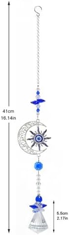 Elegant Blue Crystal Moon Sun Catcher Evil Eye Garden Hanging Ornament
