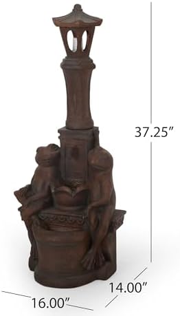 Neolun Floor Fountain with Rustic Frog Design LED Lights 3725 Inch High