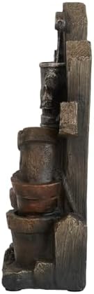 Charming Brown Gray Water Fountain with LED Light and Antique Pump