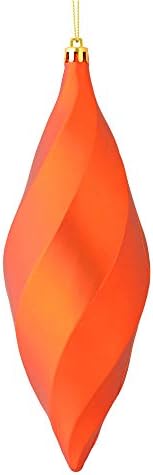 Vickerman 8 Matte Swirl Finial Ornament 6 Pack Burnished Orange