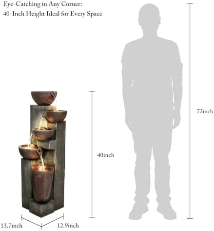 SunJet 5-Tier Indoor Outdoor Water Fountain with LED Lights
