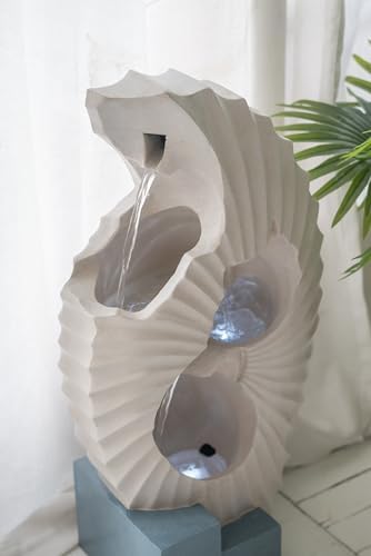 White Water Fountain with Blue Base and Light Feature