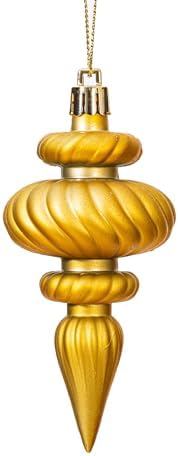 Vickerman 4 Inch Gold Finial Ornament 8 Pack