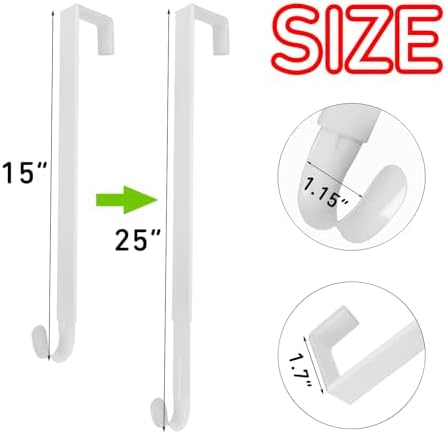 Adjustable Wreath Hanger for Front Door 15 to 25 Length White