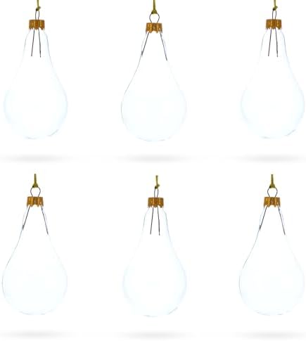 Set of 6 Clear Glass Waterdrop Finial Christmas Ornaments 1