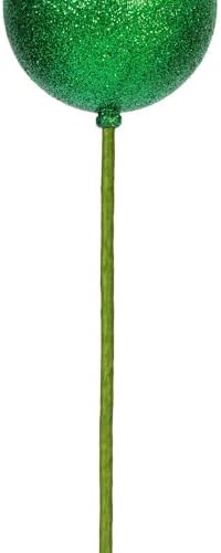 Vickerman 3 x 18 Green Glitter Ball Ornament Stick 12Bag