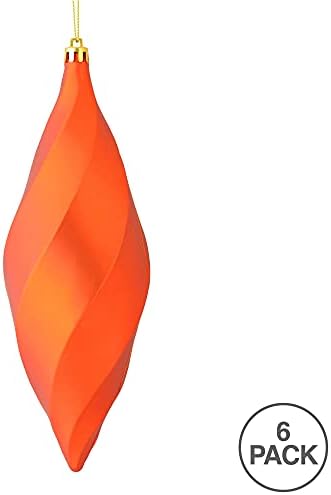 Vickerman 8 Matte Swirl Finial Ornament 6 Pack Burnished Orange