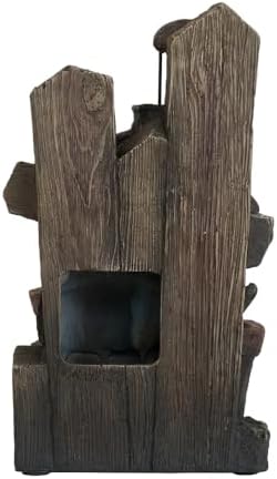 Charming Brown Gray Water Fountain with LED Light and Antique Pump