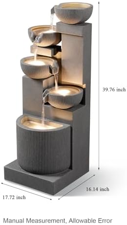 3976 H 5-Tier Eco-Friendly Outdoor Water Fountain with LED Lights