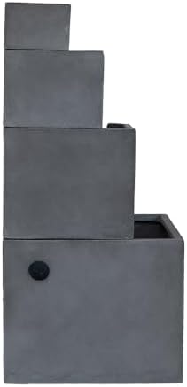 Four-Tier Gray Cement Block Water Fountain 41 Inches Tall