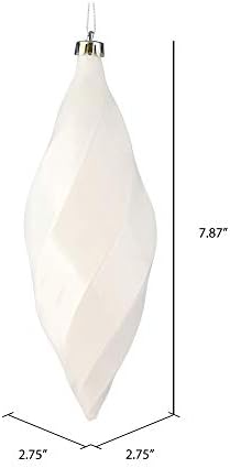 Vickerman 8 Inch Shiny Swirl Finial Ornament 6 Pack White
