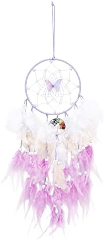 Purple Butterfly Dream Catcher Wall Decor with Crystal Stones