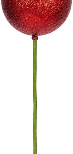 Vickerman 4 Inch Red Glitter Ball Ornament Stick 6Bag