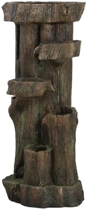 Strawberry Fairy Rustic Decorative Tree Trunk Water Fountain 5 Tier