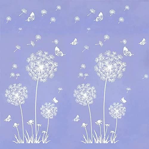2 Set White Dandelion Wall Decals Peel and Stick