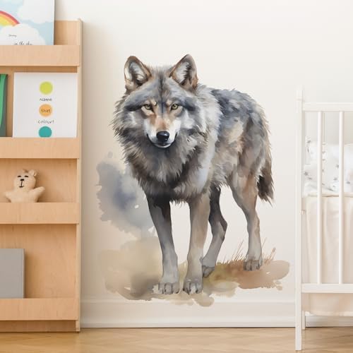 Lifelike Wolf Animal Wall Decal Peel and Stick