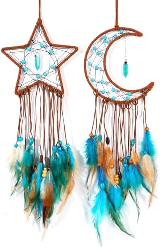 2 Pack DIY Feather Dream Catcher Kits Turquoise Boho Decor