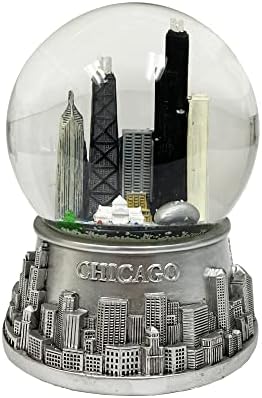 Musical Chicago Snow Globe - 100mm Pewter Look