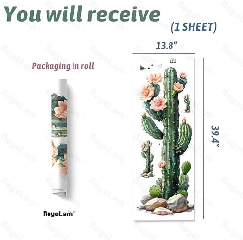 Blossing Giant Column Cactus Wall Decal for Living Room