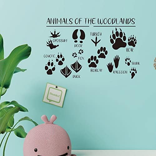 Cute Forest Animal Wall Stickers with Footprints - 15x24 Inches