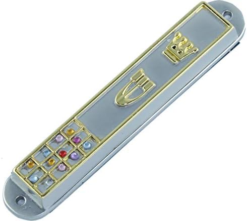 Holy Land Market Crown Mezuzah with Hoshen Stones 35 in
