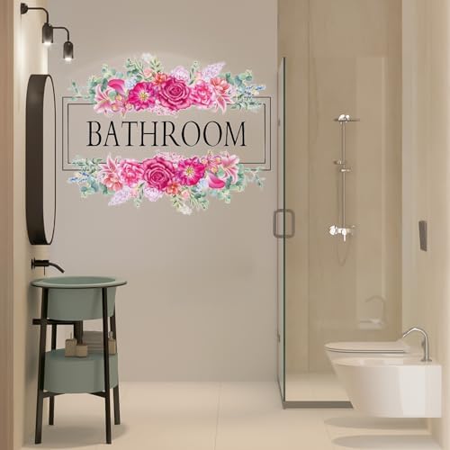 2 Pcs Bathroom Wall Decals with Flower Design