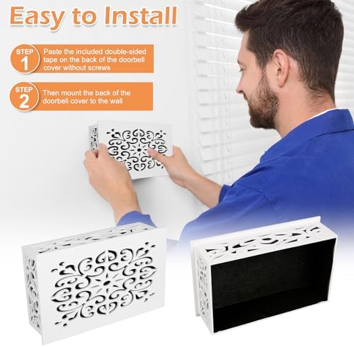 Modern White Doorbell Chime Cover Box with Mounting Hardware