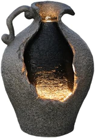 24 Inch Tall Jar Water Fountain with LED Lights