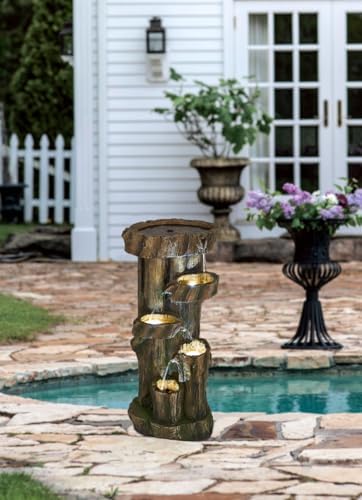 Strawberry Fairy Rustic Decorative Tree Trunk Water Fountain 5 Tier
