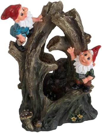 Charming Decorative Woodland Gnome Water Fountain with LED Light