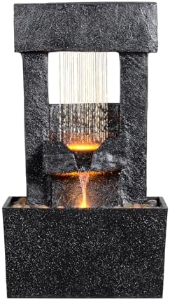 GOSSI Outdoor Waterfall Fountain with Zen LED Lights