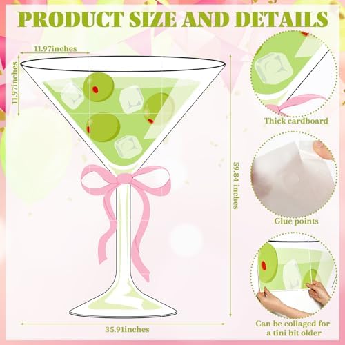 Janlaugh 5 Ft Large Martini Wall Decor DIY Cutouts Stickers