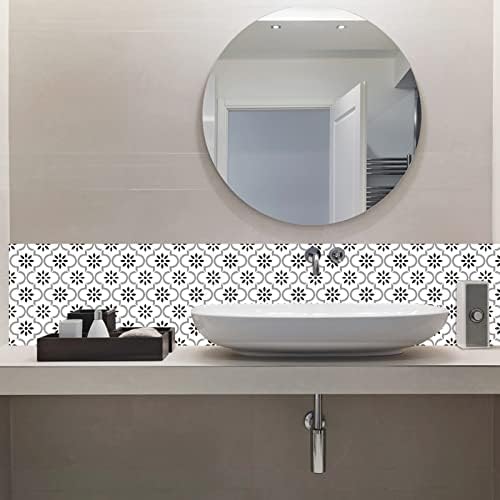 Gray White Tile Stickers 6x6 Inch 12 PCS Set