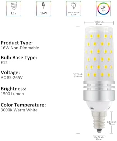 Stvono E12 LED Bulb 16W 100W Equivalent Warm White 3000K 4 Pack