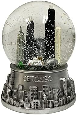 Musical Chicago Snow Globe - 100mm Pewter Look