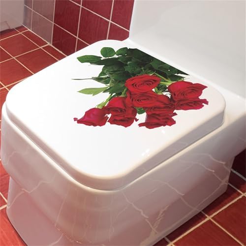 Romantic Red Rose Toilet Decals Wall Stickers