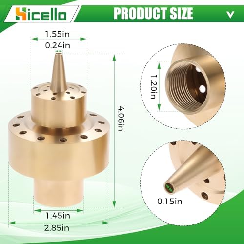 1 Inch Brass Fountain Nozzle - 15M Spray Height 13M Coverage
