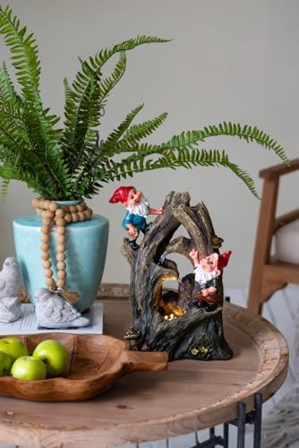 Charming Decorative Woodland Gnome Water Fountain with LED Light