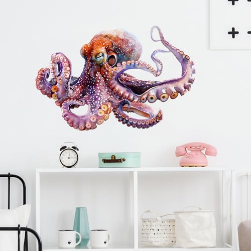 Lifelike Octopus Wall Decal for Nursery and Bathroom