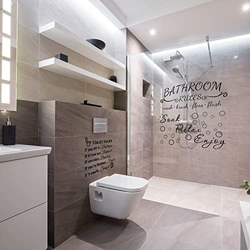 4 Piece Bathroom Wall Decals Set with Quotes