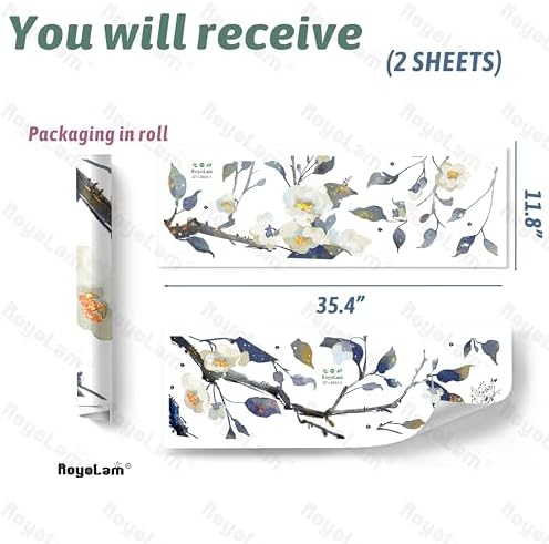 Crisp Camellia Flower Tree Wall Decals for Living Room and Bedroom
