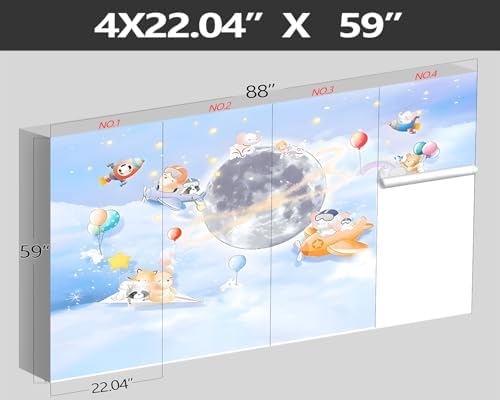 Cartoon Animals Wall Mural - 88 x 59 for Nursery Bedroom Bathroom