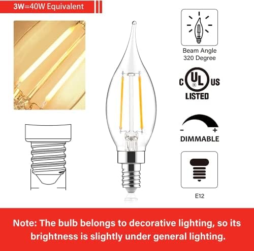 Sengled Dimmable Candelabra LED Bulbs 24 Pack E12 Base 40W Equivalent