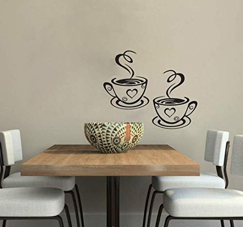 Luckycivia 2 Pcs Coffee Tea Cup Wall Decal Sticker