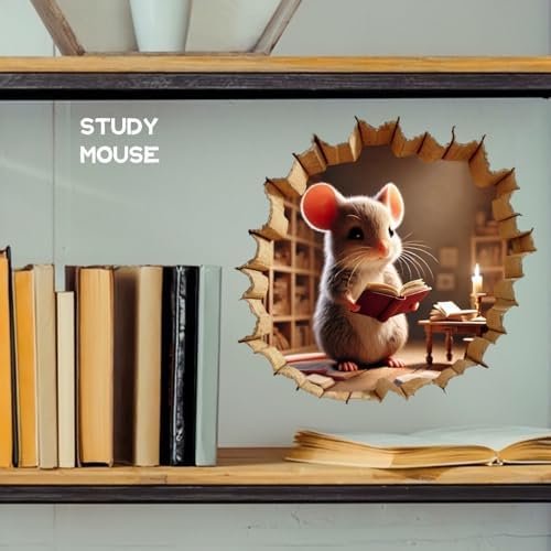 NEXIHOO 3D Mouse Hole Wall Decals Set of 4